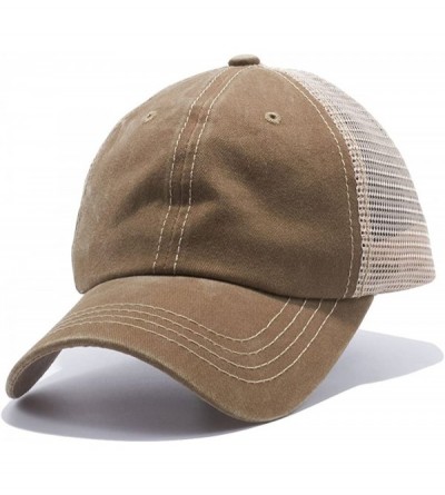 Baseball Caps Plain Dyed Trucker Dad Hat Unstructured Buckle Strap Baseball Cap - Khaki - CS18CML5TK0 $10.43