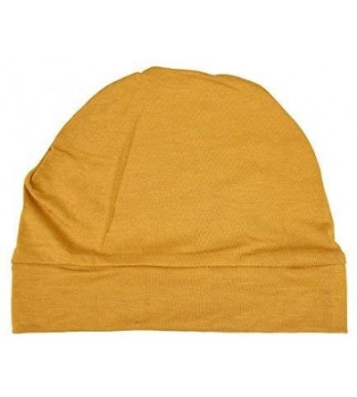 Skullies & Beanies Womens Soft Sleep Cap Comfy Cancer Wig Liner & Hair Loss Cap - Mustard - C312LNKYXKF $15.07