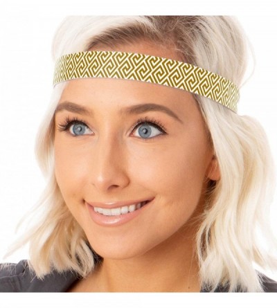 Headbands Women's No Slip Cute Fashion Headbands Hair Band Gift Packs - White & Gold Greek Key 2pk - CN11FAWTXQV $12.33