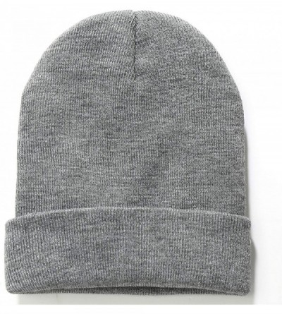 Skullies & Beanies Adult Winter Warm Plain Cuffed Hat Knit Beanie Skull Cap - Grey - C918LMADIUN $11.68