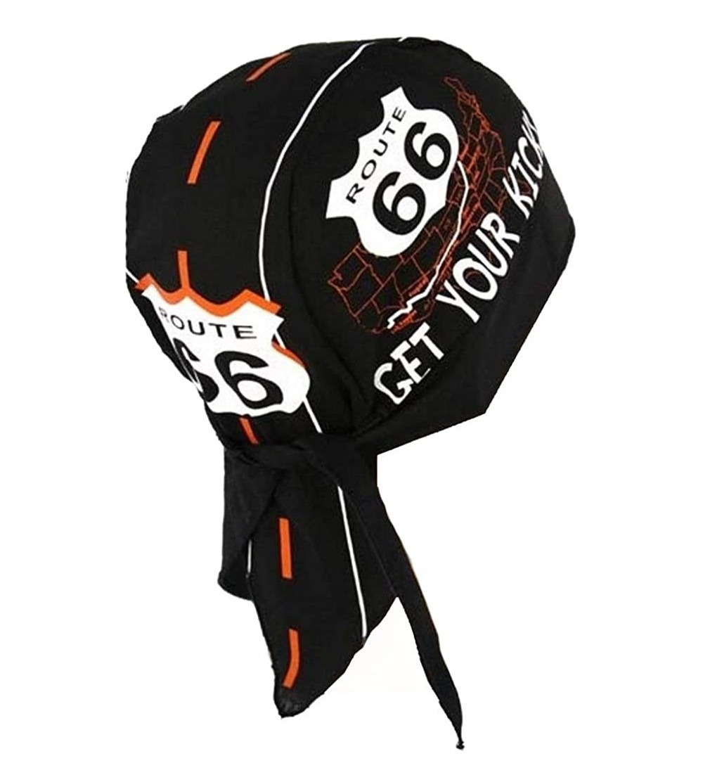 Skullies & Beanies Skull Cap Biker Caps Headwraps Doo Rags - Route 66 - CM12ELHMCXR $10.71