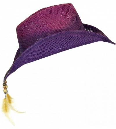 Cowboy Hats Women's Toyo Straw Summer Cowboy Hat w/Shapeable Brim - Purple - C412CMTZ6ST $39.92