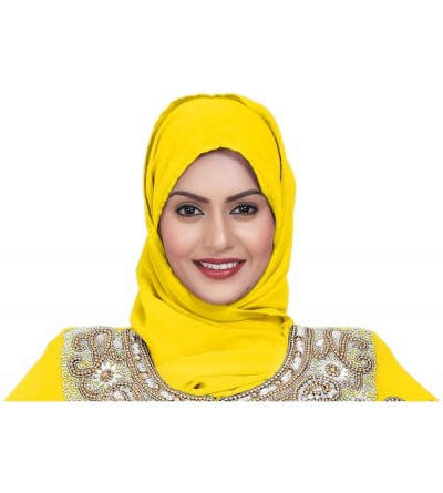 Balaclavas Women Faux Georgette Ethnic- Evening- Party- Handscarf Soft Neck Head Wraps Cap- Full Cover Hat - Yellow - CM18AMA...