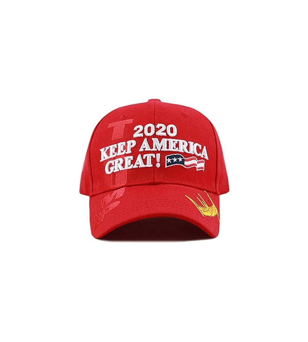 Baseball Caps Trump 2020 Keep America Great 3D Embroidery American Flag Baseball Cap - 011 Red - CH18MGIKWZR $13.66