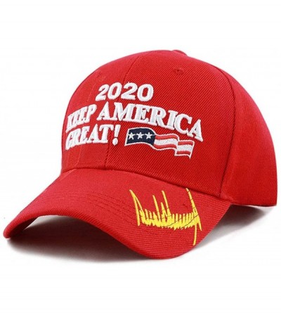 Baseball Caps Trump 2020 Keep America Great 3D Embroidery American Flag Baseball Cap - 011 Red - CH18MGIKWZR $13.66