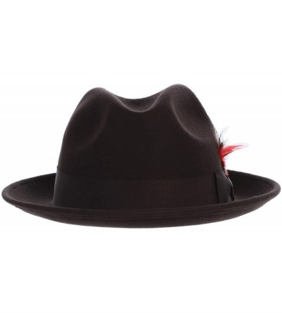 Fedoras Men's Premium 100% Wool Fedora Hat - Brown - CB18O0952H8 $42.24
