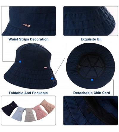 Bucket Hats Womens Floppy SPU 50 Outdoor Bucket Sun Hat Packable Chin Cord Fishing Travel Cap Summer Beach 55-57CM - C618SXDH...