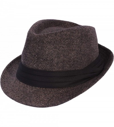 Fedoras Men's Women's Manhattan Structured Gangster Trilby Wool Fedora Hat Classic Timeless Light Weight - CM18Z5239A9 $17.35