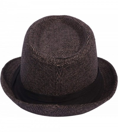 Fedoras Men's Women's Manhattan Structured Gangster Trilby Wool Fedora Hat Classic Timeless Light Weight - CM18Z5239A9 $17.35