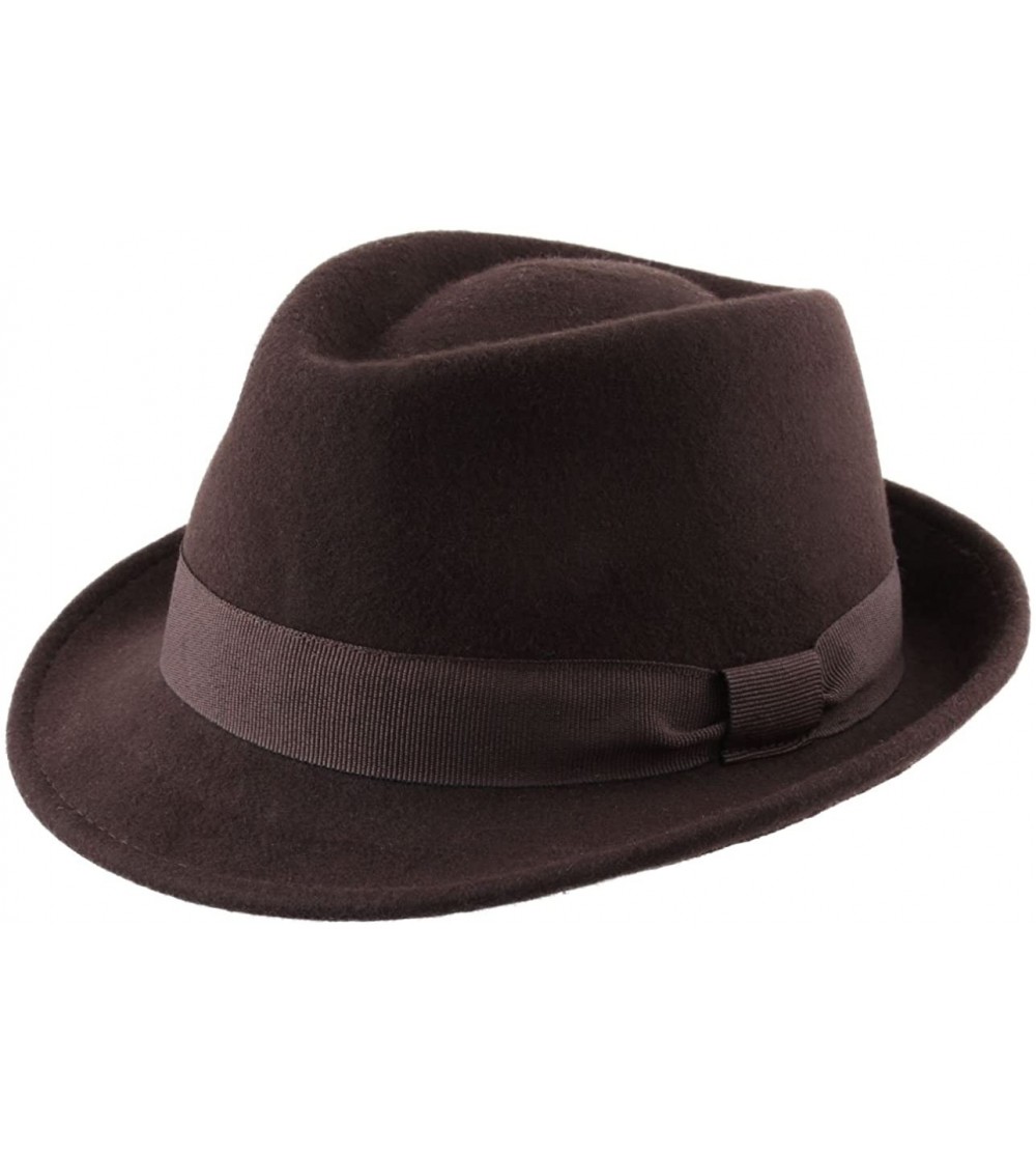Fedoras Trilby Wool Felt Trilby Hat - Marron - CW1884TZQGY $33.66