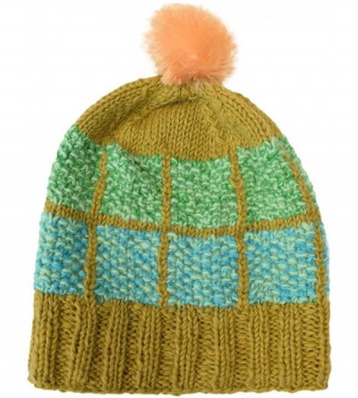 Skullies & Beanies Woolen Patch Knitted Fleece Lined Multicoloured Beanie Hats J - C412O9SYRFR $34.86