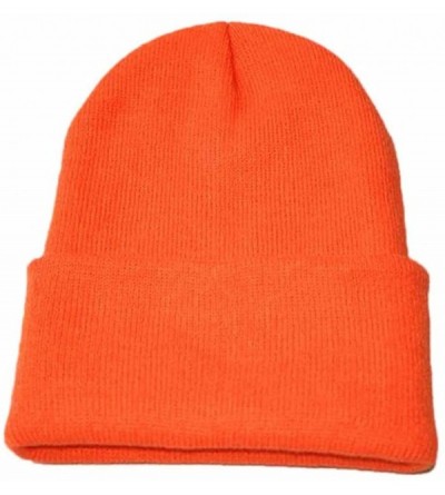 Skullies & Beanies Unisex Slouchy Knitting Beanie Hip Hop Cap & Warm Winter Ski Hat - Orange - C4187R9QYYD $9.94