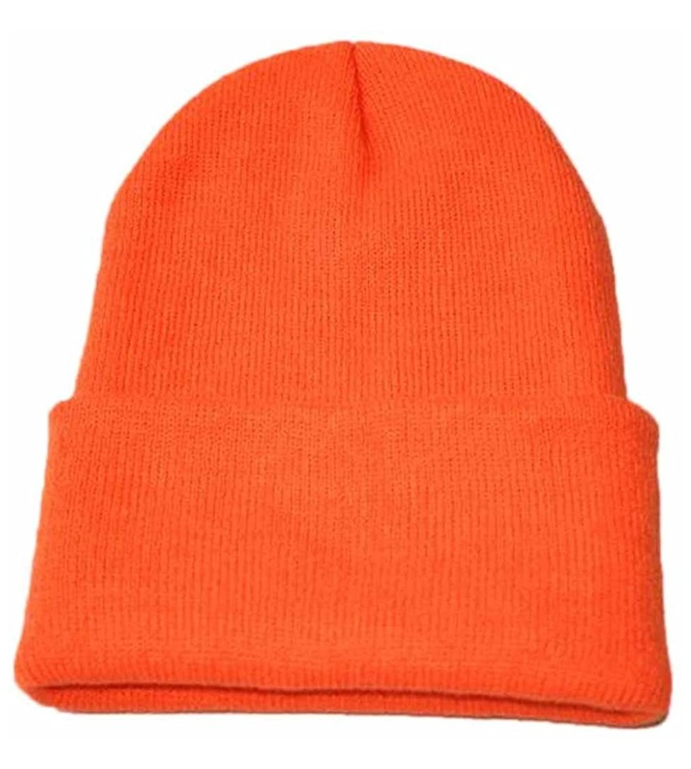 Skullies & Beanies Unisex Slouchy Knitting Beanie Hip Hop Cap & Warm Winter Ski Hat - Orange - C4187R9QYYD $9.94