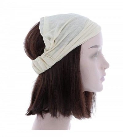 Headbands Tan Wide Cotton Head Band Solid Boho Yoga Style Soft Hairband - Tan - C6188ZSTZ5R $9.56