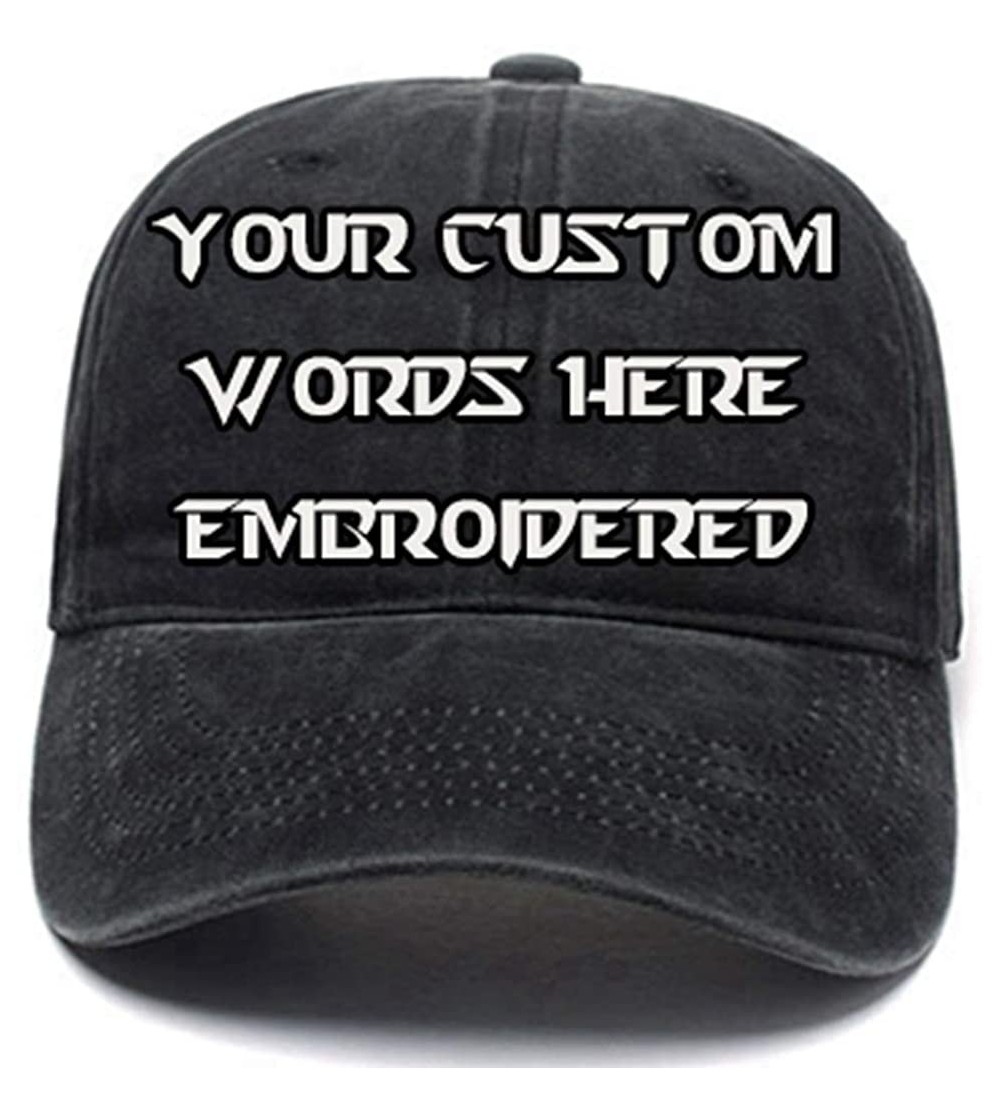 Baseball Caps Men Women Custom Text Embroidered Denim Hat Team Christmas Adjustable Snapback Baseball Caps - Black - CX18IO2C...