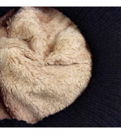 Newsboy Caps Women Winter Warm Knit Hat Wool Snow Ski Caps with Visor - Black - CZ11OUQ1PG5 $9.74