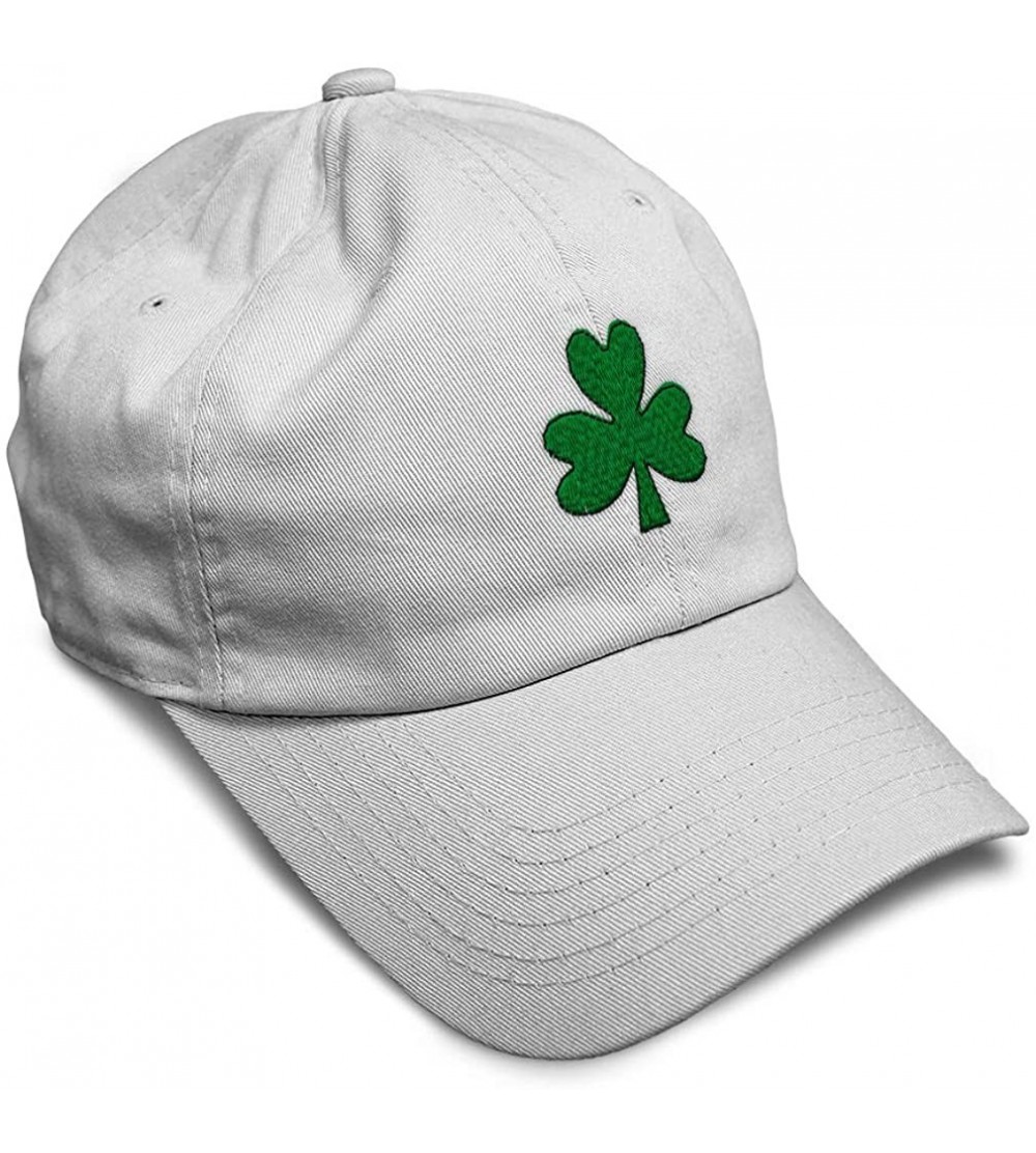 Baseball Caps Custom Soft Baseball Cap Shamrock Embroidery Dad Hats for Men & Women - White - C318SIMASHO $17.98