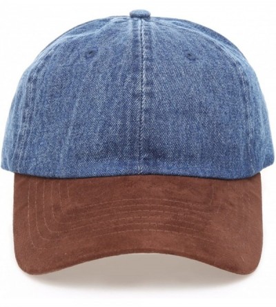 Baseball Caps Casual 100% Cotton Denim Baseball Cap Hat with Adjustable Strap. - Suede Brim-dark Blue - CA18C2L488U $23.98