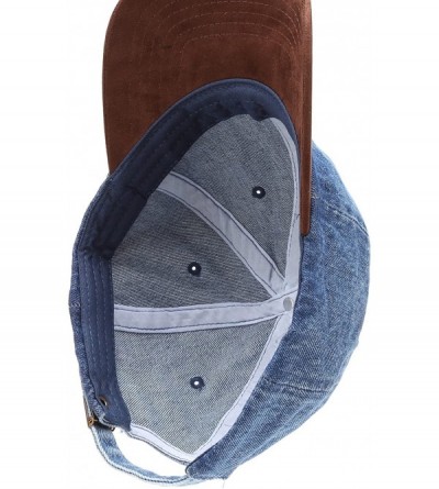 Baseball Caps Casual 100% Cotton Denim Baseball Cap Hat with Adjustable Strap. - Suede Brim-dark Blue - CA18C2L488U $13.05