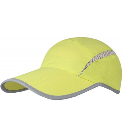 Baseball Caps Foldable Mesh Sports Cap with Reflective Stripe Breathable Sun Runner Cap - Light Green - CT17YLE3AKL $15.85