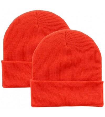 Skullies & Beanies Beanie Warm Comfortable Soft Oversized Thick Cable Knitted Hat Unisex Knit Caps - Orange - CB184WE8SRM $11.86