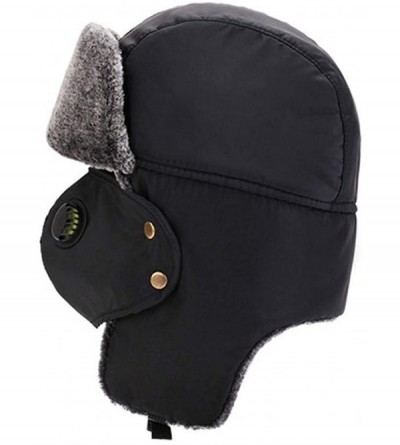 Bomber Hats Winter Warm Trapper Hat with Windproof Mask Winter Ear Flap Hat for Men Women - Z-black - CC192M49YLY $17.59