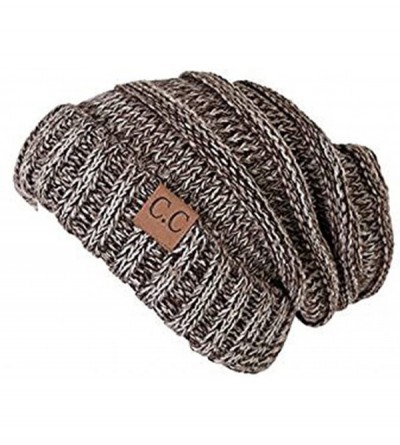 Skullies & Beanies Womens Multicolor Oversized Baggy Warm Slouchy Cable Knit Winter Beanie - Brown - CF187K367RR $11.79