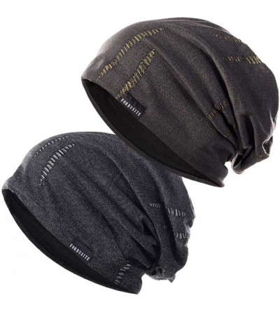 Skullies & Beanies Summer Slouch Beanie Cap for Men Ultra Thin Breathable Chemo Hat Turban for Women B403 - 2-pack Beanie-402...