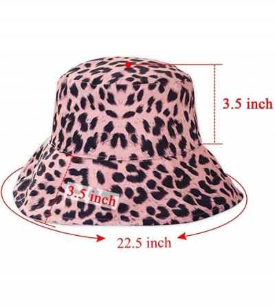 Sun Hats Womens Leopard Printed Cotton Bucket Hat Summer Beach Sun Hats - Pink - CT18R8H6O7X $18.90