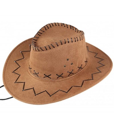 Cowboy Hats West Cowboy Hat Grassland Sunshade Mongolian Unisex Adult Cap - Khaki - CX18SQGXHXC $7.49