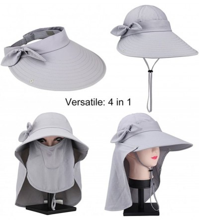 Sun Hats Women Summer Neck Flap Sun Visor/Hats Wide Brim UV Protection UPF 50+ Hiking Cap Adjustable - Style 1 Lightgray - C3...