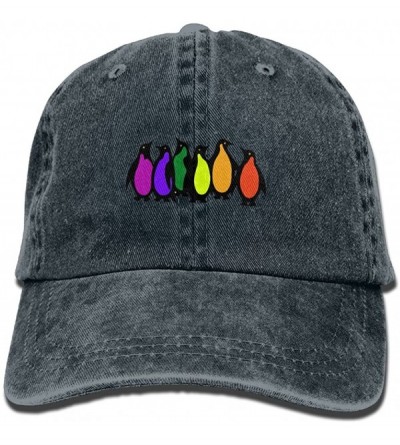 Skullies & Beanies Gay Pride Rainbow Penguins Adult Sport Adjustable Baseball Cap Cowboy Hat - Navy - CL18655X60T $16.94
