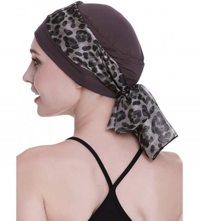 Berets Elegant Chemo Cap With Silky Scarfs For Cancer Women Hair Loss Sleep Beanie - Grey - CR18LXA402N $14.27