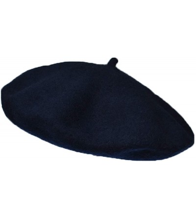 Berets Girls&Boys French Style Wool Beret Kids Hat - Navy Blue - CZ18S9E3ZTZ $11.81