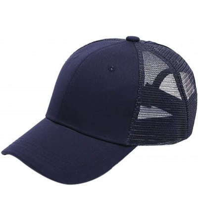 Baseball Caps Ponycap Messy High Bun Ponytail Adjustable Mesh Trucker Baseball Cap Hat for Women - Blue Color - CG18M09SK90 $...
