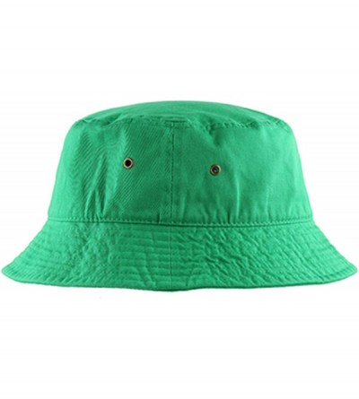 Bucket Hats Summer 100% Cotton Stone Washed Packable Outdoor Activities Fishing Bucket Hat. - Kelly Green - CO182337M3W $9.54
