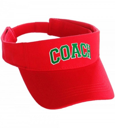 Baseball Caps Classic Sport Team Coach Arched Letters Sun Visor Hat Cap Adjustable Back - Red Hat White Green Letters - C118H...