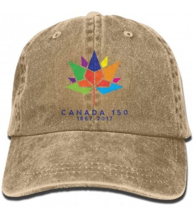 Baseball Caps Canada 150 Washed Vintage Adjustable Jeans Hat Baseball Caps For Man And Woman - Natural - CR186S6MSU5 $22.00