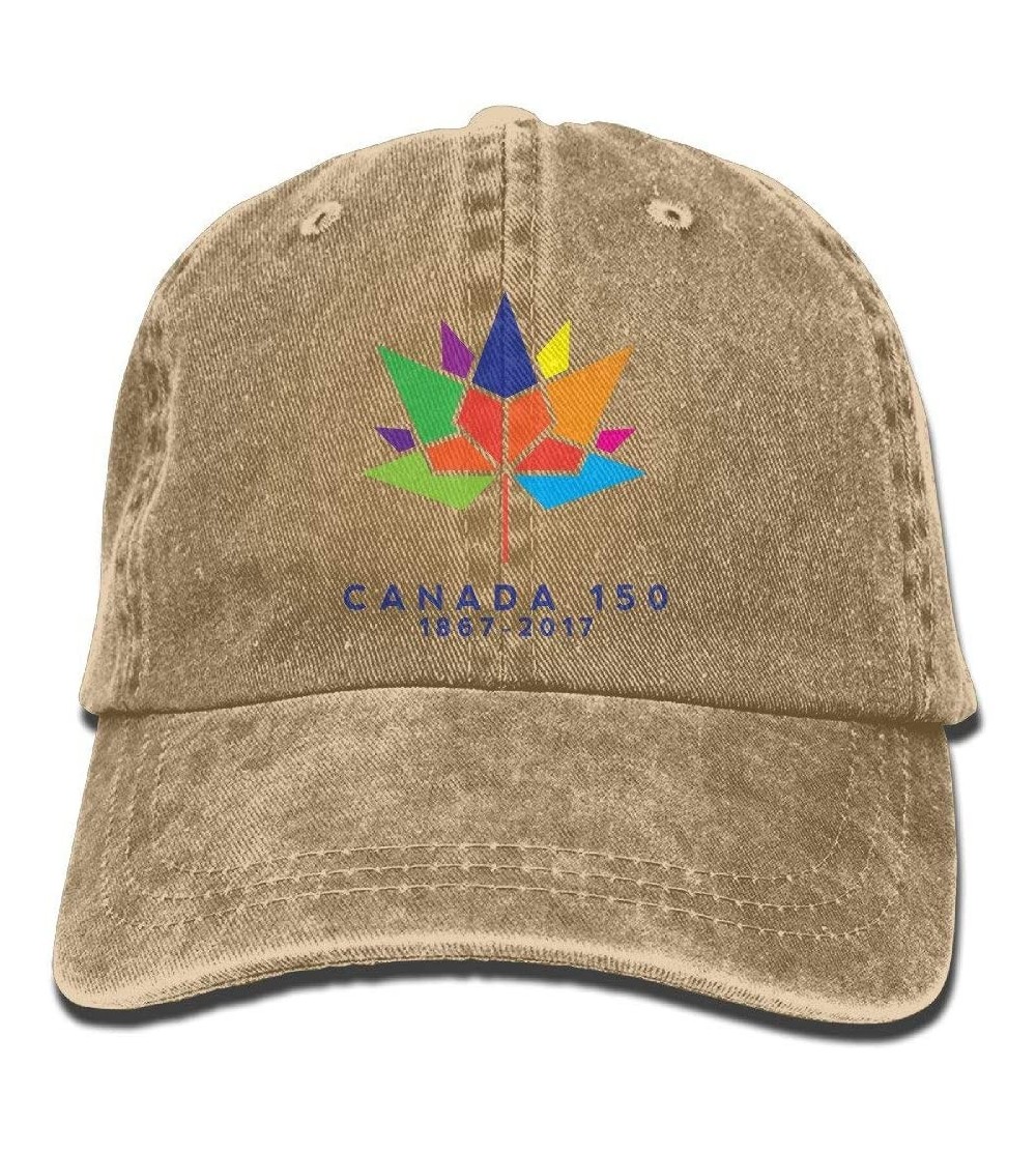 Baseball Caps Canada 150 Washed Vintage Adjustable Jeans Hat Baseball Caps For Man And Woman - Natural - CR186S6MSU5 $9.00
