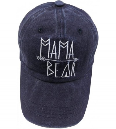 Baseball Caps Mama Bear Denim Hat Adjustable Female Stretch Baseball Hats - Embroidered Blue - CL18U3K6MOD $10.72