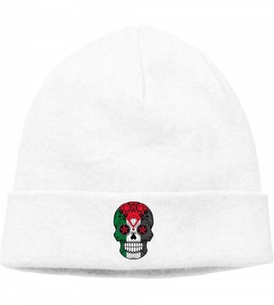 Skullies & Beanies Thick Knit Cap Mens Womens- Sugar Skull Roses Flag Palestine Beanie Hat - White - C118KZXC2L9 $14.52