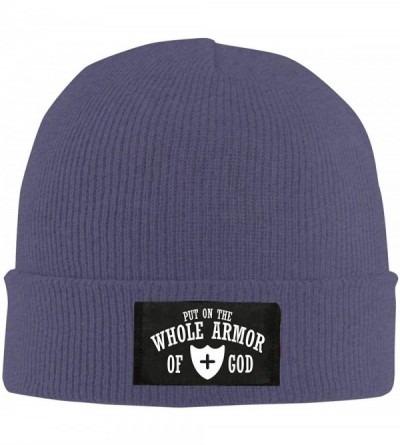 Skullies & Beanies Whole Armor of God Men & Women's Knitted Hat Fashion Warm Beanie Cap - Navy - CW18NG5AG5M $19.74