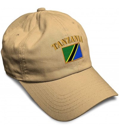 Baseball Caps Soft Baseball Cap Tanzania Flag Embroidery Twill Cotton Dad Hats for Men & Women - Khaki - C818YSUUI88 $11.79