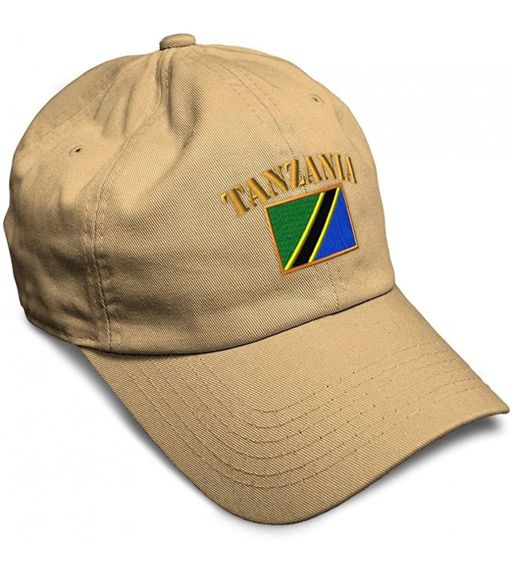 Baseball Caps Soft Baseball Cap Tanzania Flag Embroidery Twill Cotton Dad Hats for Men & Women - Khaki - C818YSUUI88 $11.79