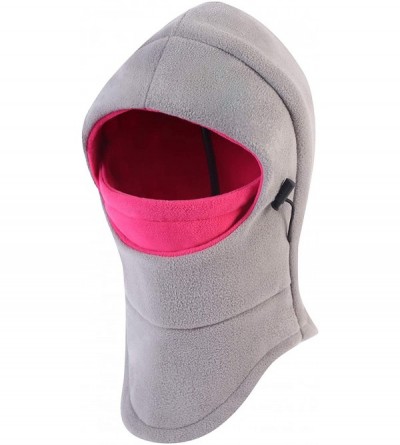 Balaclavas Balaclavas Hat Double Layers Thicken Caps Winter Versatile Neck Warm Fleece Ski Face Mask - Gray&red - C7185SZOI0H...
