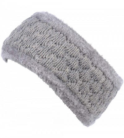 Cold Weather Headbands Womens Chic Cold Weather Enhanced Warm Fleece Lined Crochet Knit Stretchy Fit - Glitter Lt.gray - CN18...