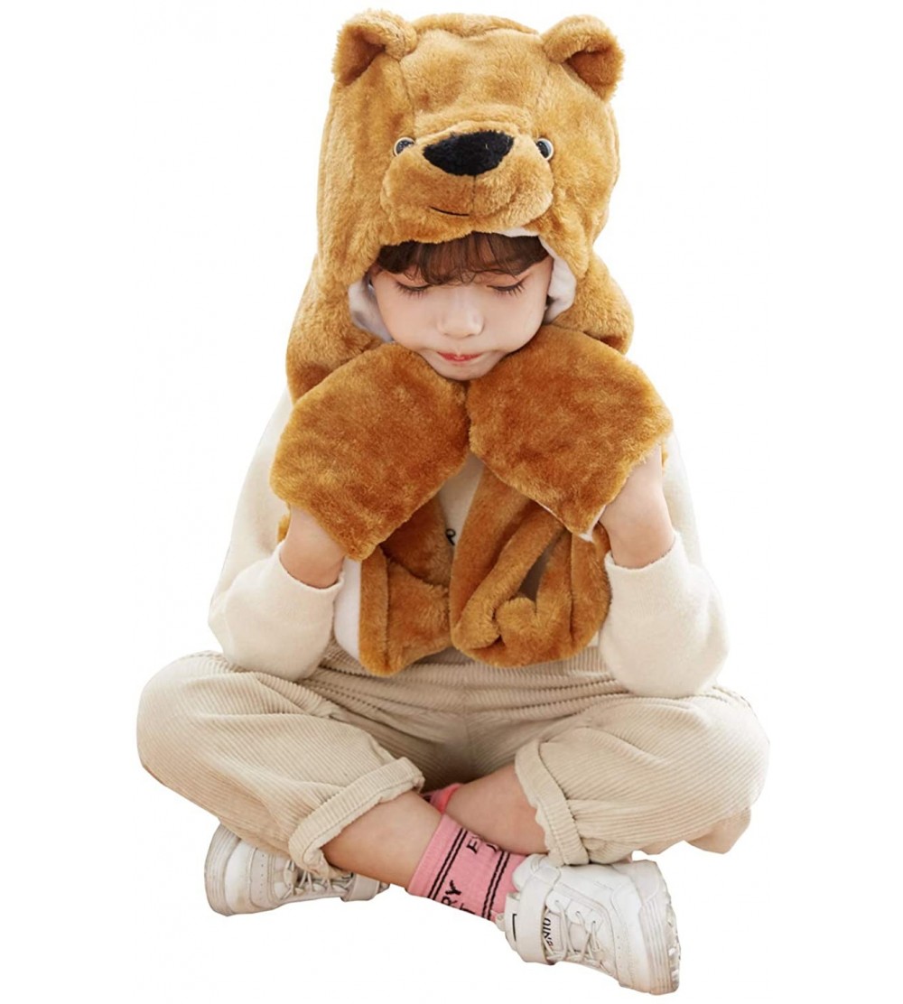 Skullies & Beanies Winter Animal Hat Set Cap 3-17yr Kids Cosplay Party Costume Toy - Brown Bear - C911QG0EGXH $14.37