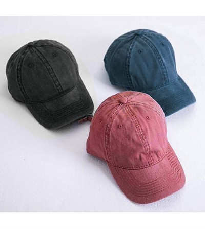 Baseball Caps Classic Unisex Baseball Cap Adjustable Washed Dyed Cotton Ball Hat - Red Wine+black+navy - C218UU6O046 $14.58