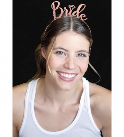 Headbands Modern Silver Bride Mageta Headband - A - Bride to Be (White Sash - Rose Gold Bride Headband) - C1189A2353I $27.90