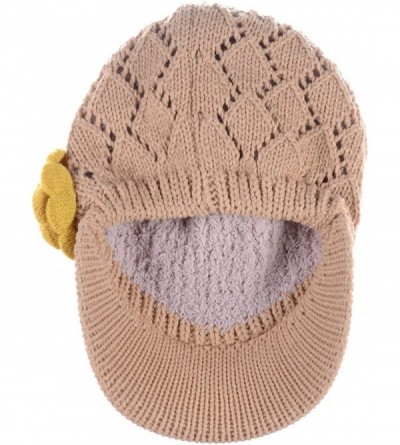 Newsboy Caps Womens Winter Chic Cable Warm Fleece Lined Crochet Knit Hat W/Visor Newsboy Cabbie Cap - C11860GRME7 $15.78